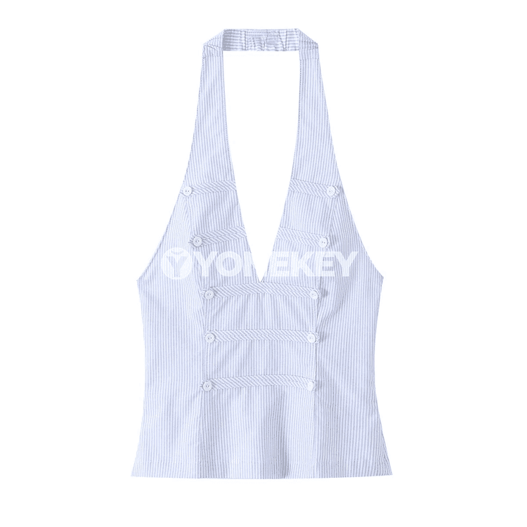 Zenanlar üçin zolakly ýaz-tomus ýeňsiz halter top