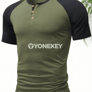 Erkekler üçin Henley futbolka, ýeňil, dem alýan, gündelik stil