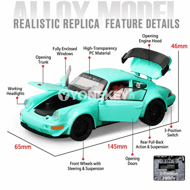 Porsche 964 1:32 metal model awtoulag, sesli we yşykly
