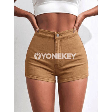 Zenanlar üçin ýokary bel gysga jeans şortikler