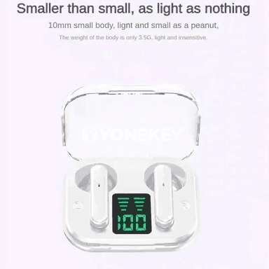 TWS T6 simsiz Bluetooth naýşnikler, LED görkeziji, mikrofonly
