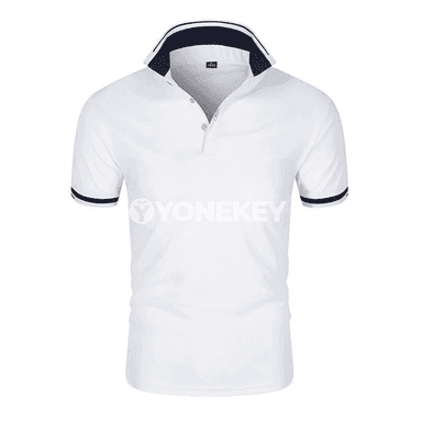 Erkekler üçin ýazky polo köýnek, gysga ýeňli, rahat stil