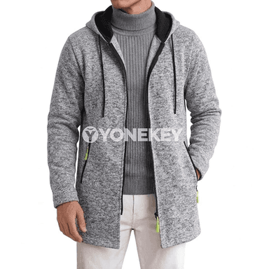 Erkekler üçin ýyly zipli kapüşonly hoodie jaket