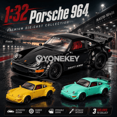 Porsche 964 1:32 metal model awtoulag, sesli we yşykly