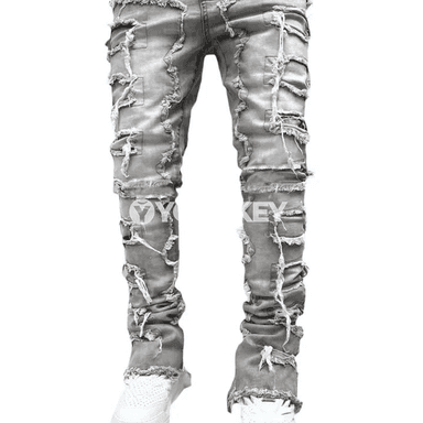 Erkekler üçin elastik belli giň göwüşli jeans balaklar