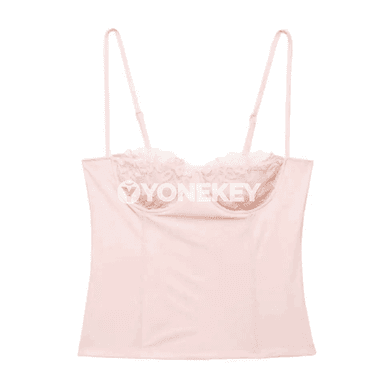 Zenanlar üçin gülgüne dantelli ýeňsiz tank-top, ýaz-tomus üçin