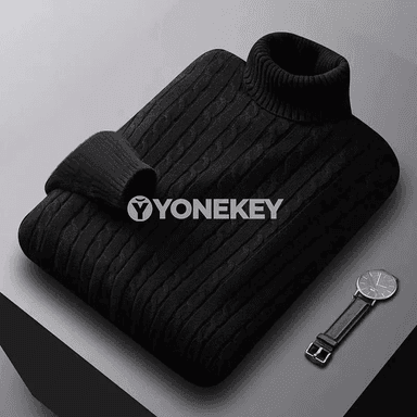 Erkekler üçin gyş ýyly trikotaž turtlenek switer, galyň pulower