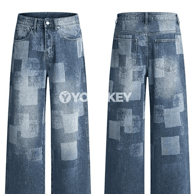 Erkekler üçin giň kesimli gündelik jeans jalbar
