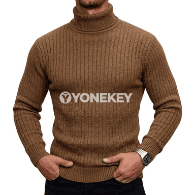 Erkekler üçin balakly boýunly ýyly örülen switer
