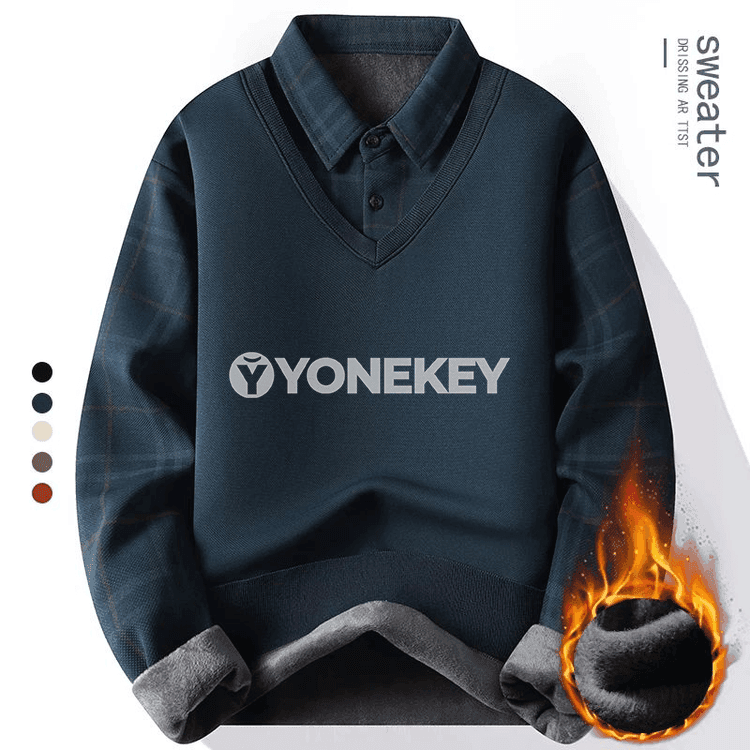 Erkekler üçin polo boýunly trikotaž sviter, ýeňil we sypaýy stil