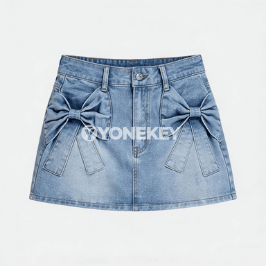Zenanlar üçin denim mini ýubka, ýokary bil, rahat gündelik stil