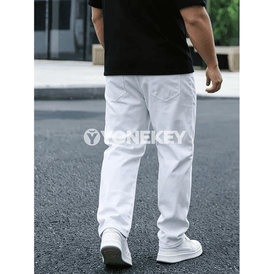 Erkekler üçin ak klassik jeans balak, göni kesim