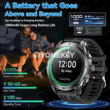 GUHUAVMI GPS sport akylly sagat, 1.75" AMOLED, 1000mAh, 10ATM