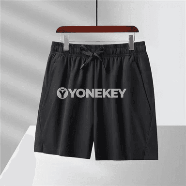 Erkekler üçin ýeňil sport şortikleri, zip jübili, çalt guradyjy