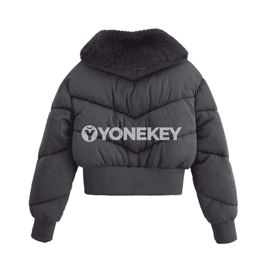 Zenanlar üçin ýyly gysga parka penjek, aýrylýan ýakaly