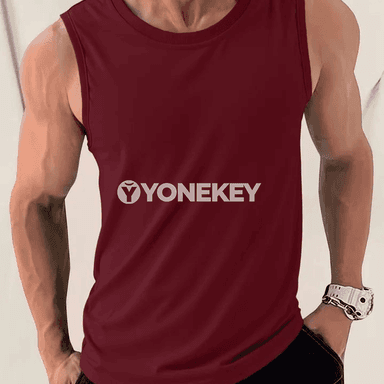 Erkekler üçin ýeňil sport tank-top, dem alýan maýka