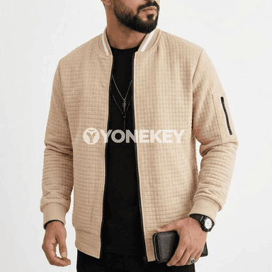 Erkekler üçin ýeňil kapýuşonly zipli güýzki jaket