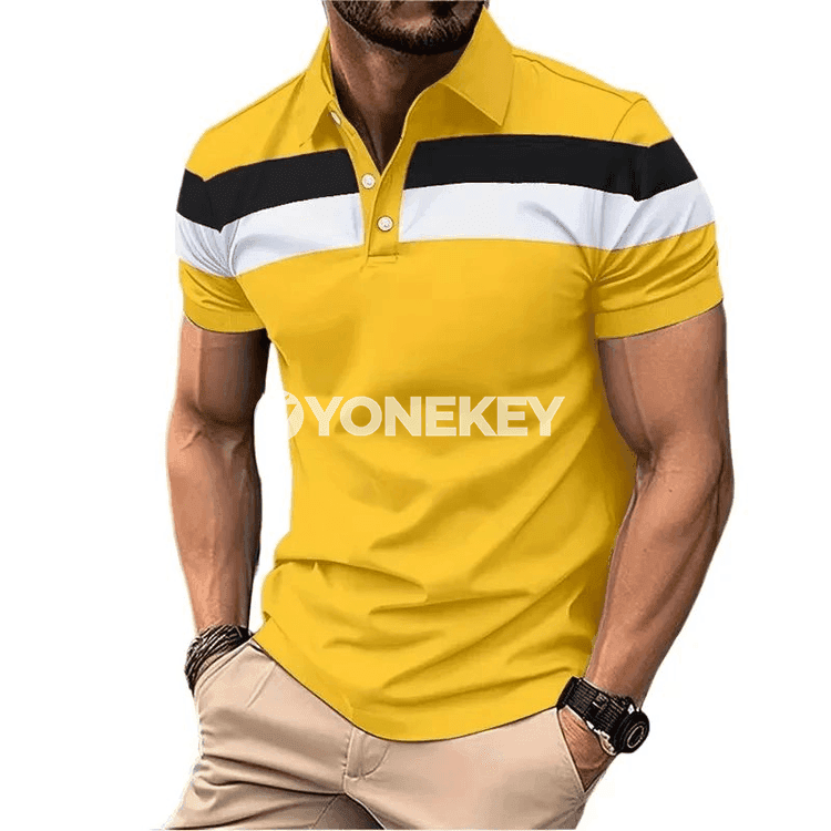 Erkekler üçin ýeňil, dem alýan polo futbolka, tomuslyk
