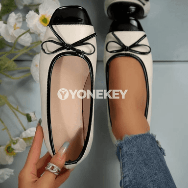 Zenanlar üçin tekiz baletkalar, kwadrat burunly, rahat slip-on köwüşler