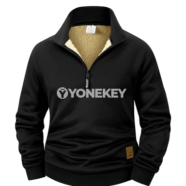 Gyş üçin ýyly fleece erkek pulower, ýarym zipli, ýokary boýunly