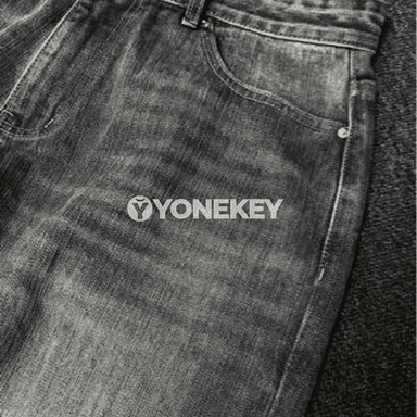 Erkekler üçin retro giň balakly denim jeans, goýy rust reňkli