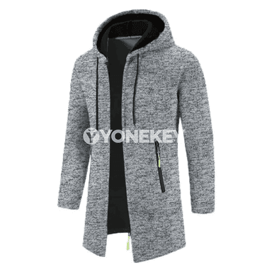 Erkekler üçin ýyly kapýuşonly zipli futbolka-kurtka, oversize