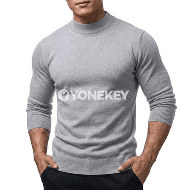 Erkekler üçin güýz köýnegi, boýnu ýokary, uzyn ýeňli, ýyly pullover