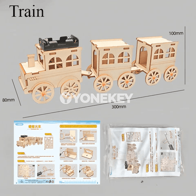 Çagalar üçin DIY demir ýol modeli, 3D agaç jigsaw oýunjagy