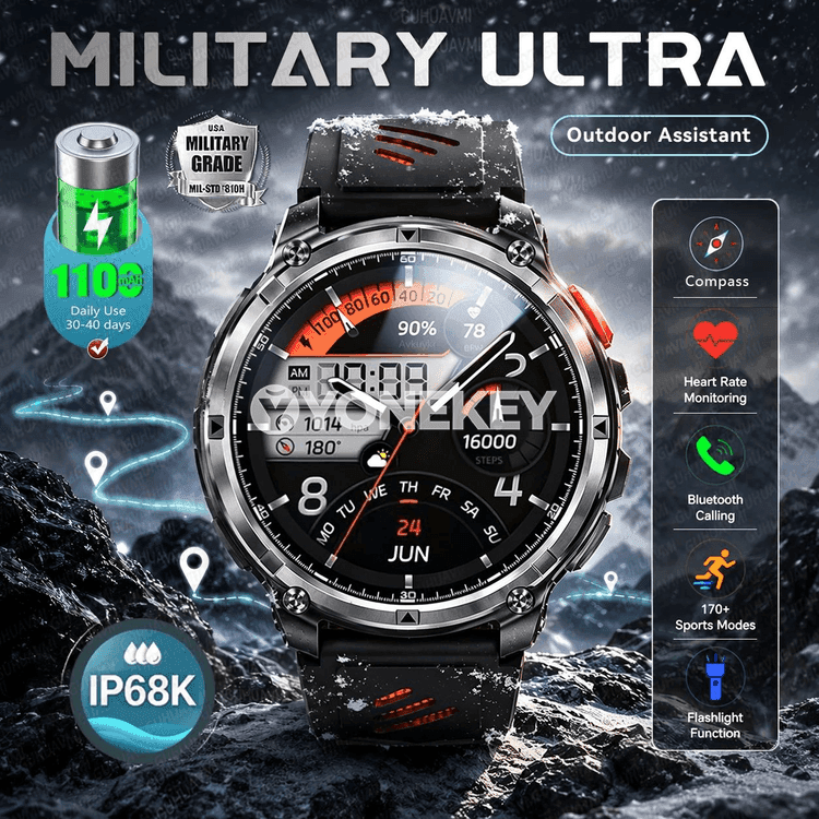 GUHUAVMI harby sport akylly sagat, 1.7″ AMOLED, 1100mAh