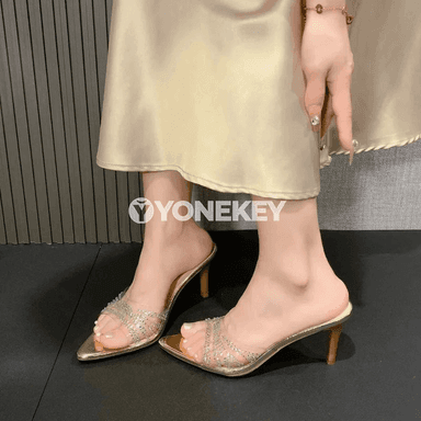 Zenanlar üçin ýiti uçly ýokary ökjeli ýeňil öýjükli sandal