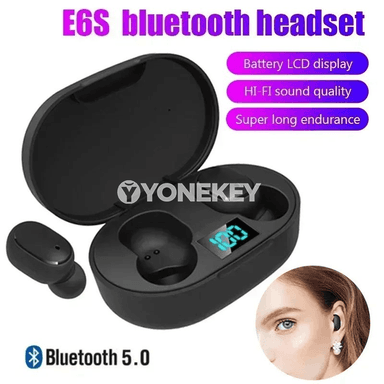 E6S simsiz Bluetooth nauşnikler, mikrofonly TWS headset