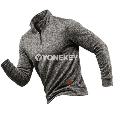Erkekler üçin ýeňil ýarym zipli ýyly sweatshirt, gyş üçin