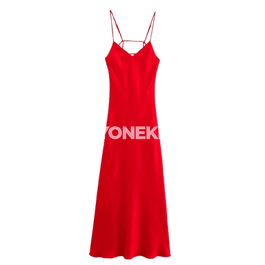 Zenanlar üçin atlas ýeňsiz uzyn köýnek, V boýunly, dürli reňkli