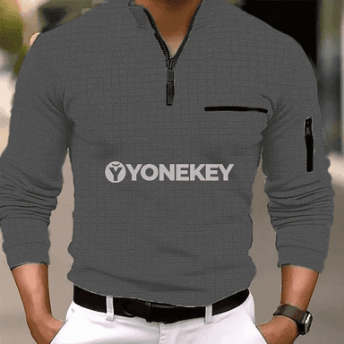 Erkekler üçin täze checker polo köýnek, ýeňi uzyn sport stili