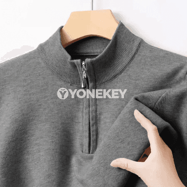 Erkekler üçin triko polo kardigan, fermuarly ýyly switer