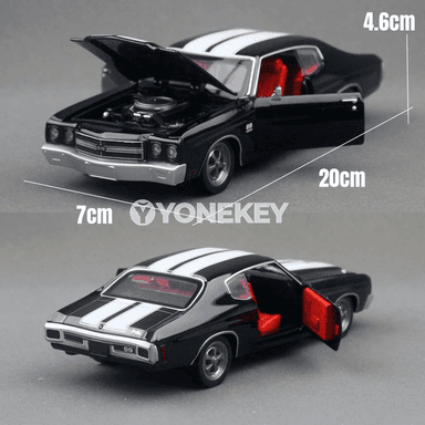 Chevrolet Chevelle 454 1970 metal model awtoulag, 1:24, sesli we yşykly