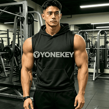 Erkekler üçin ýeňil, howa geçirýän ýeňsiz sport hudi köýnegi