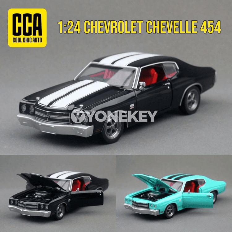Chevrolet Chevelle 454 1970 metal model awtoulag, 1:24, sesli we yşykly