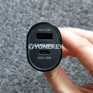 Samsung üçin 45W awtoulag güýçlendiriji, iki portly, Type-C kabelli