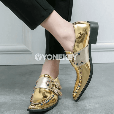Erkekler üçin klassik biznes loafers köwüşleri, tokaly