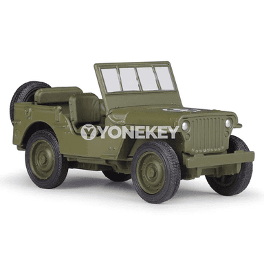 Willys MB Jeep metal oýunjak awtoulag modeli, 1:34–1:39, ýaşyl