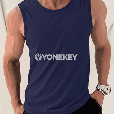 Erkekler üçin ýeňil sport tank-top, dem alýan maýka