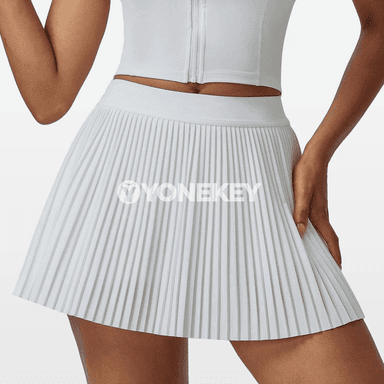 Zenanlar üçin ýokary billi tennis etegi, 2-in-1 sport şortikli model
