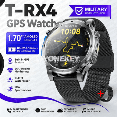 T-RX4 GPS akylly sagat, sport we ýüzmäge laýyk, 850 mAh