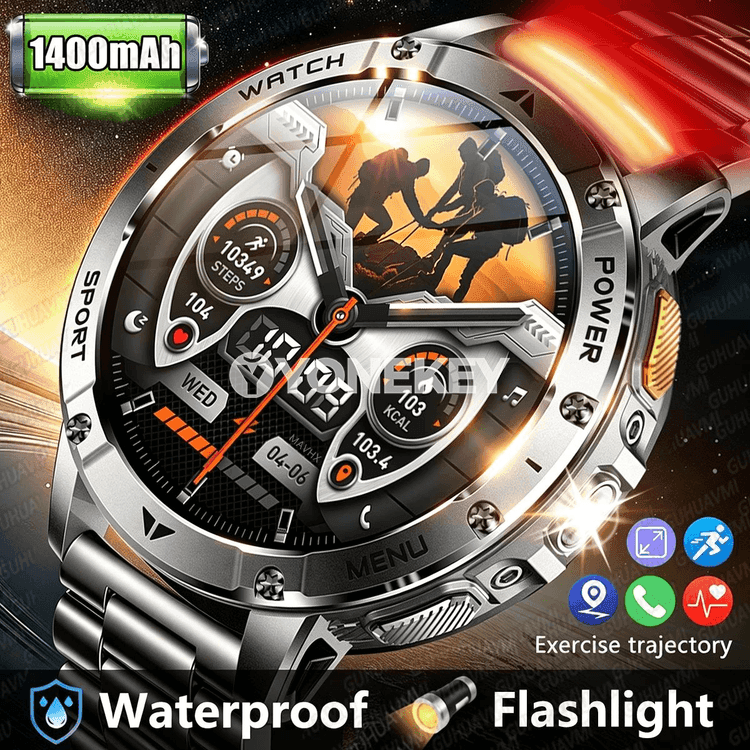 1400mAh batareýaly sport akylly sagat, 1.7" ekran, 5ATM