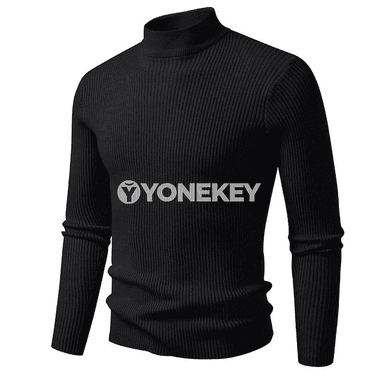 Erkekler üçin ýokary ýakaly polos switer, ýyly örme, göni kesim