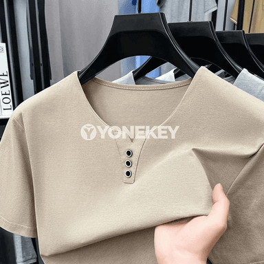 Erkekler üçin ýeňil, howa geçirýän Henley köýnek — gündelik stil