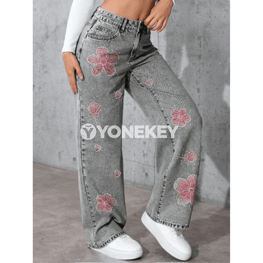 Zenanlar üçin moda jeans, ýumşak uzalýan mataly, gündelik stil