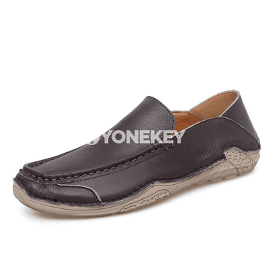 Hakyky deri erkek loafer köwüşler, rahat slip-on, uly ölçegli