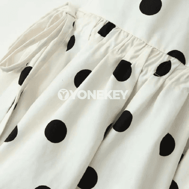 Zenanlar üçin ak-gara nokatly midi ýubka, moda, A-line